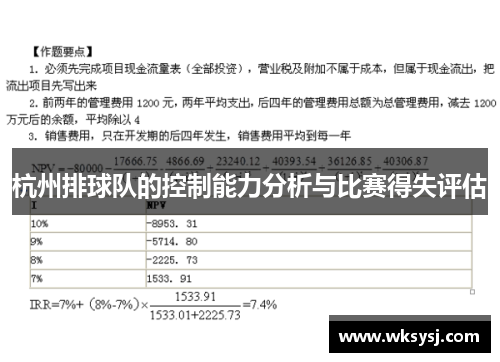 杭州排球队的控制能力分析与比赛得失评估